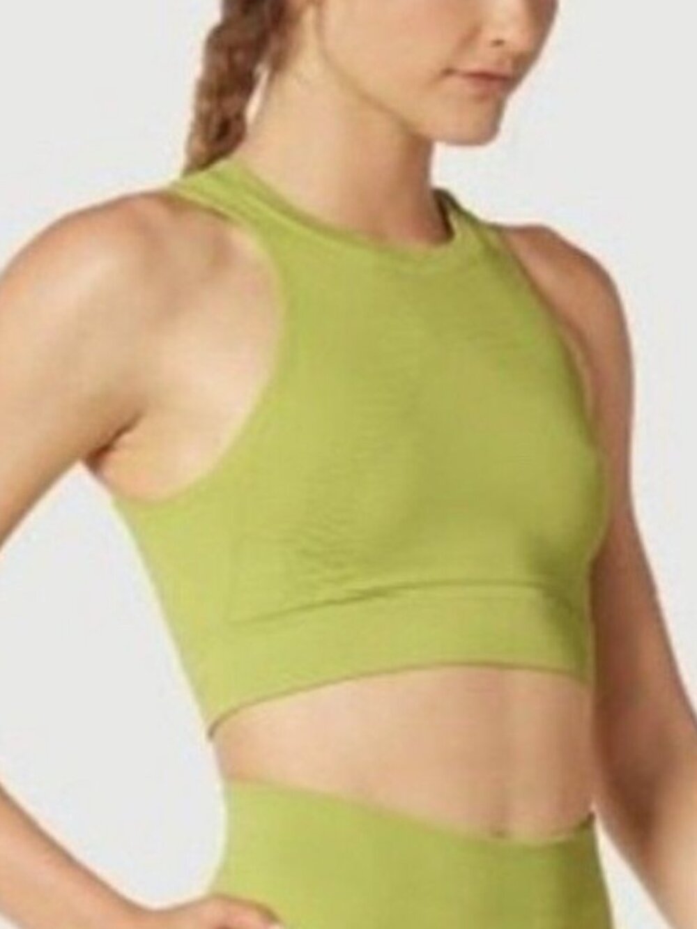 NWT NUX One by One Seamless Crop Tank Top High-neck Sports Bra Pear Green Small